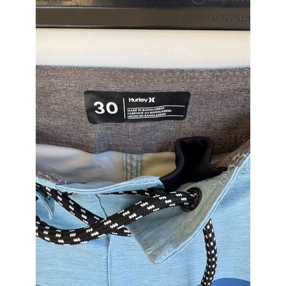 Hurley Mens Striped Boardshorts Size 30 Blue Gradient Quick-Dry With Pocket - Picture 7 of 7